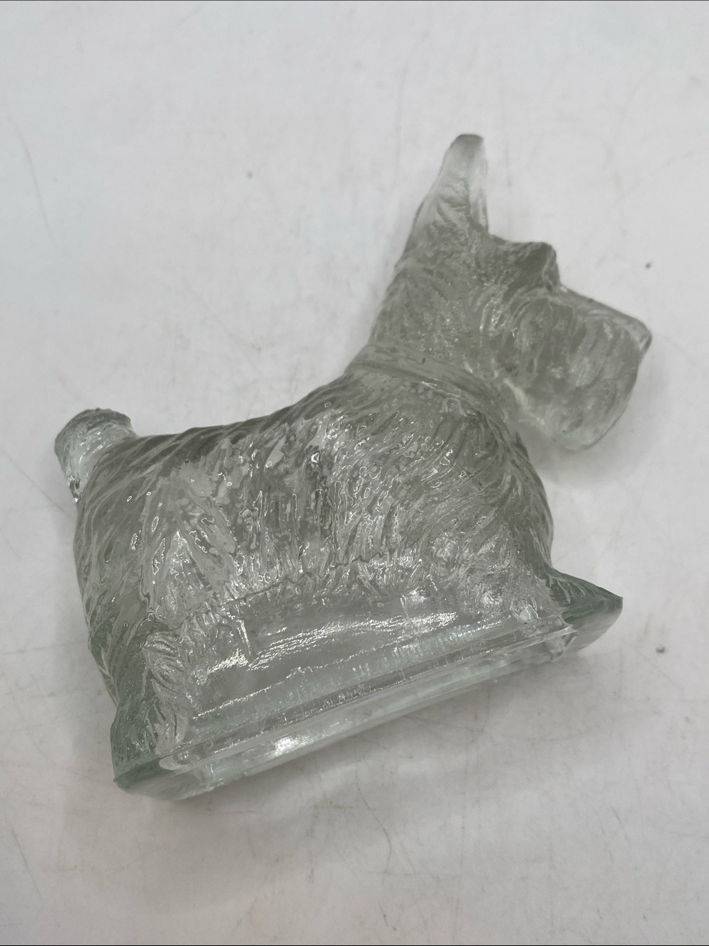 VINTAGE Scottie Dog Scottish Terrier Figurine 3.25” tall Pressed Clear Glass